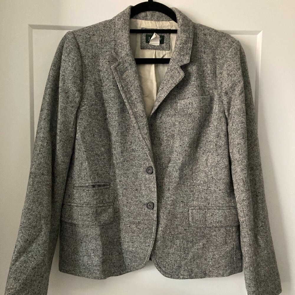 Vintage Heather Grey J. Crew Wool Blazer, Women's Size 12
